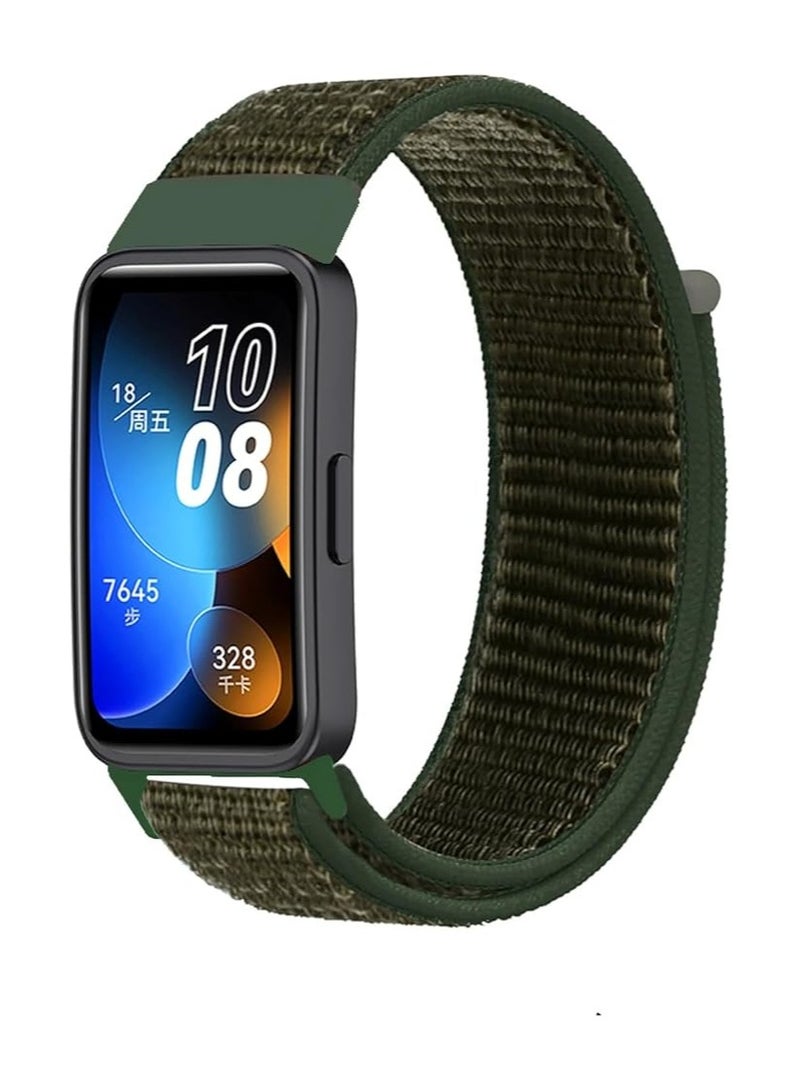 Soft Nylon Strap for Huawei Band 8/Huawei Band 9 Strap Quick Release Replacement Wristband for Huawei Band 8/Huawei Band 9 Band Woman Man (Green)