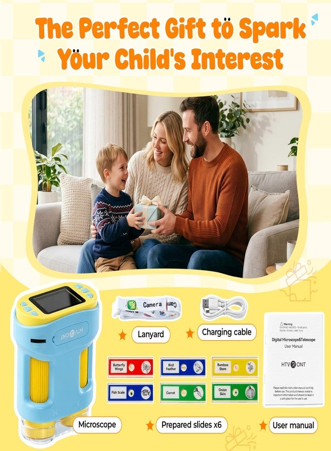 HTVRONT Handheld Microscope for Kids - HTVRONT 1000X Digital Microscope for Kids, 4K 2.0 Inch HD Screen Rechargeable Pocket Microscope, Portable Educational STEM Toy Gift for Kids 3-12 - Image 2