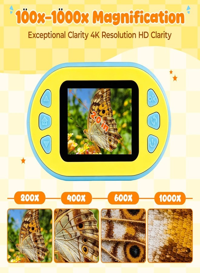 HTVRONT Handheld Microscope for Kids - HTVRONT 1000X Digital Microscope for Kids, 4K 2.0 Inch HD Screen Rechargeable Pocket Microscope, Portable Educational STEM Toy Gift for Kids 3-12 - Image 4