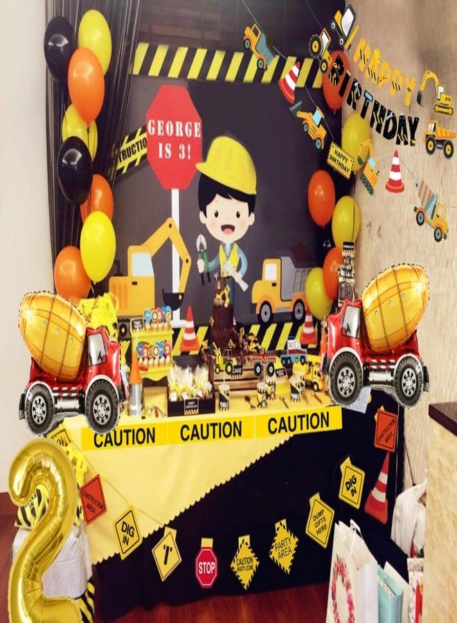 FIGEPO Construction 2nd Birthday Party Supplies Dump Truck Party Decorations Kits Set for Kids Two Years Old Birthday with Cake Toppers Balloons Banners Signs - Image 5