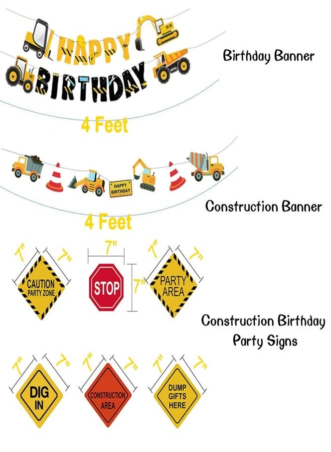 FIGEPO Construction 2nd Birthday Party Supplies Dump Truck Party Decorations Kits Set for Kids Two Years Old Birthday with Cake Toppers Balloons Banners Signs - Image 2