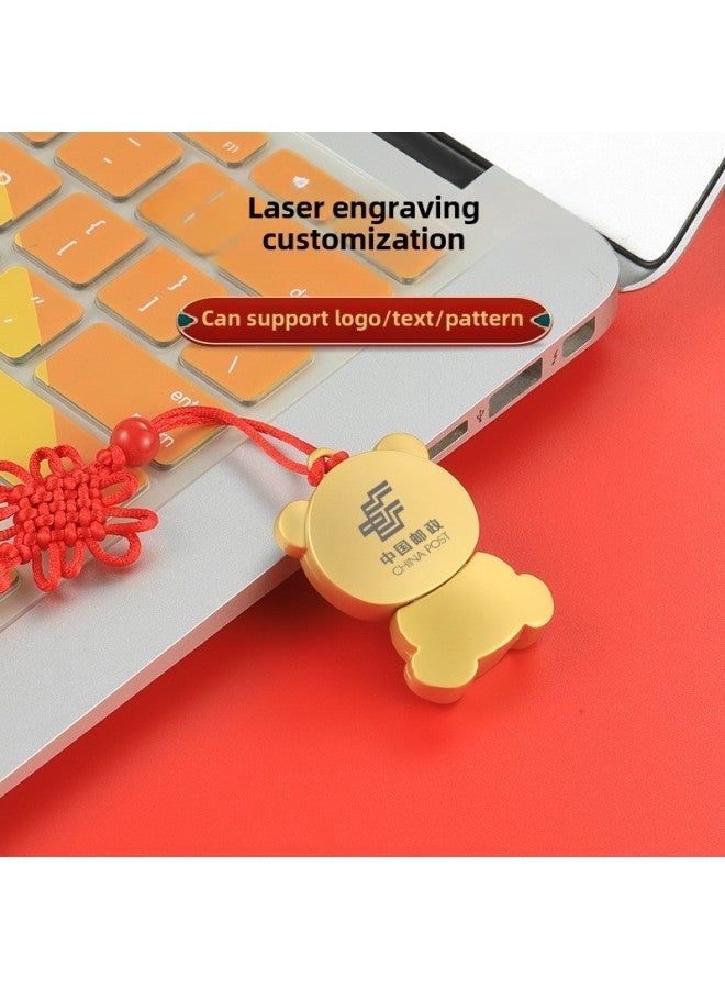 Chinese Style USB Flash Disk Metal Creative Fashion Panda Gift High Speed Light Luxury Free Lettering-Color:Panda U + Bookmark Box-Capacity:4GB  - Image 3