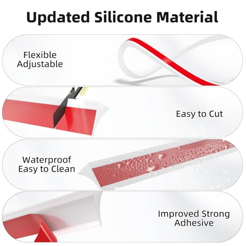 cuysfead 39 inch Water Barrier for Sink, Silicone Rubber Kitchen Water Splash Guard, Bendable Corner Dam Water Retaining Strip for Countertop,Shower, Bathroom,Frameless Shower Threshold Door Bottom Seal Strip - Image 3