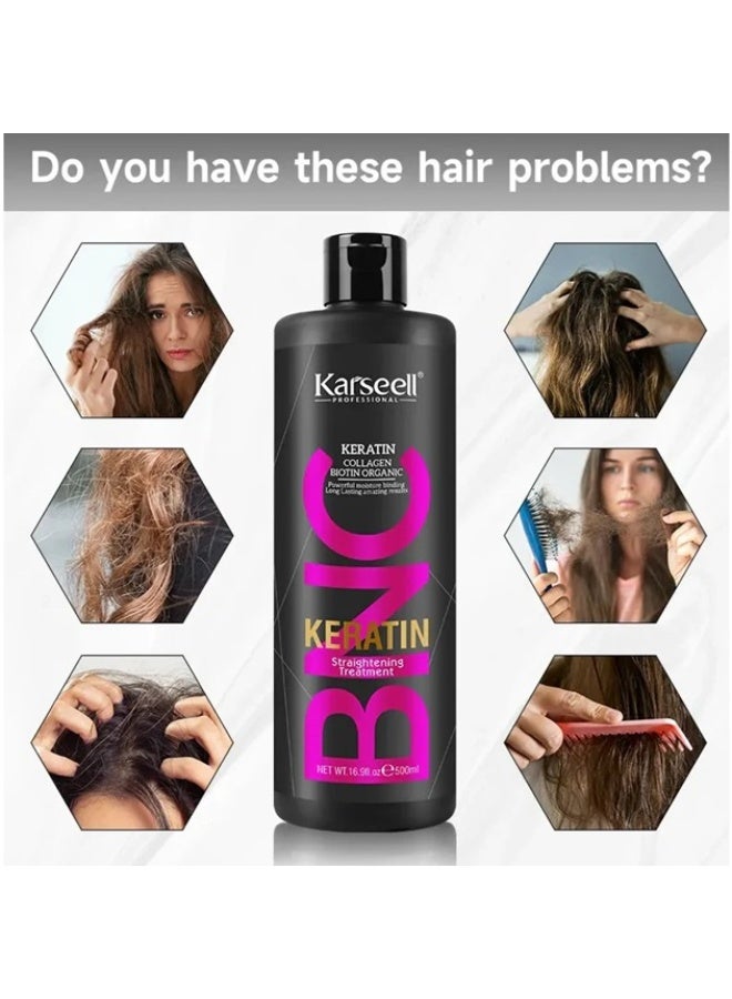 Karseell BNC Keratin Straightening Treatment 500ml | Professional Hair Smoothing & Frizz Control | Strengthening & Shine Boost for All Hair Types - Image 4