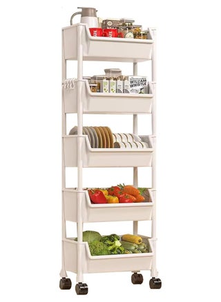 5-Tier Multiple Use Simple Moving Storage Rack with Lid Modern Simple Style Removable Bookshelf, Durable Material Easy Install Convenient Storage for Bathroom Kitchen Laundry Room - pzsku/ZED1ABF628588454842E7Z/45/1747401888/d92d34f1-ea90-45e7-8aff-1b616dc6d5a4