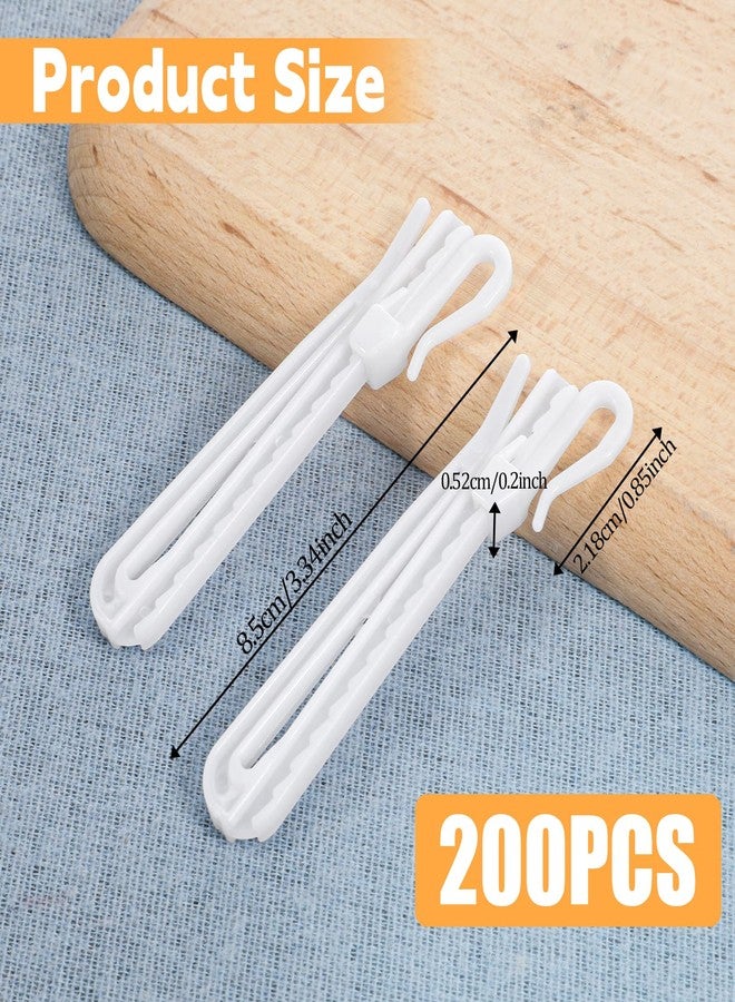 COMNICO 200 Pcs Plastic Curtain Hooks, Heavy Duty Adjustable Curtain Pinch Pleat Hooks 85mm/3.35 Inch Pinch Pleated Tools Clips for Window Door Shower Curtains - Image 2