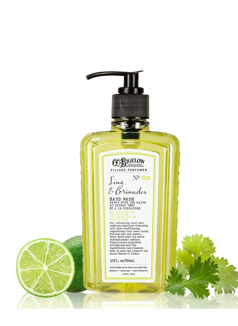 C. O. Bigelow C.O. Bigelow Hand Wash Lime Coriander, Village Perfumer Moisturizing Soap Wash for Bathroom & Kitchen with Aloe Vera and Pro-Vitamin B5, 10 fl oz  - Image 1