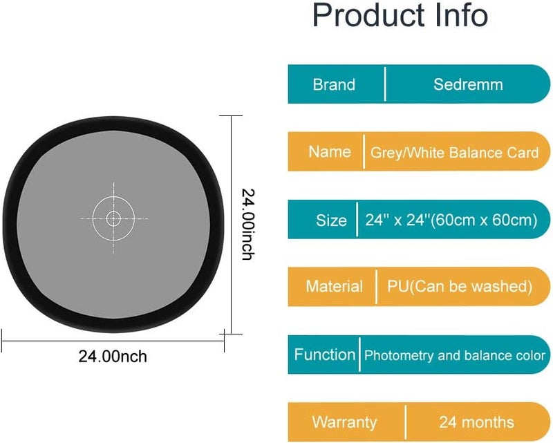 Sedremm Gray/White Balance Card,24x24Inch (60x60cm) Portable Focus Board Two Sides Double Face 18% Grey/White Balance Reference Card with Carry Pouch for Canon Nikon Sony - Image 2
