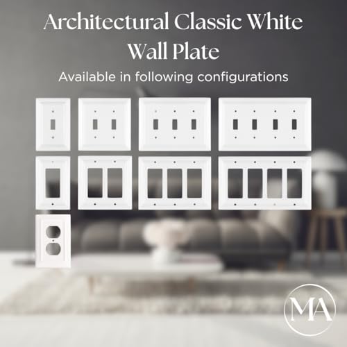 Monarch Abode 1-Gang Toggle Wall Plate, Architectural Metal Single Switch Wall Plate, Decorative Light Switch Cover Plate for Electrical Outlet, Classic White, Pack of 2 - Image 3
