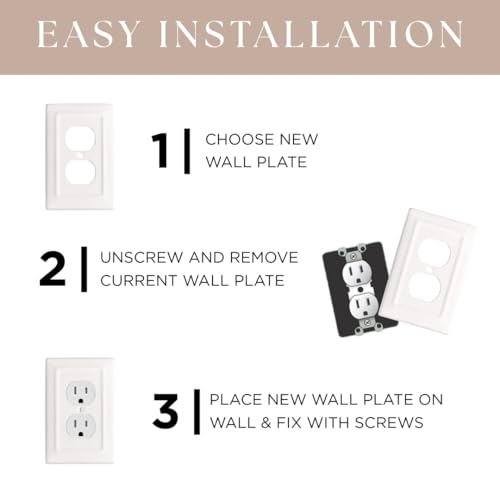 Monarch Abode 1-Gang Toggle Wall Plate, Architectural Metal Single Switch Wall Plate, Decorative Light Switch Cover Plate for Electrical Outlet, Classic White, Pack of 2 - Image 5