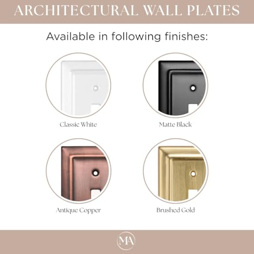 Monarch Abode 1-Gang Toggle Wall Plate, Architectural Metal Single Switch Wall Plate, Decorative Light Switch Cover Plate for Electrical Outlet, Classic White, Pack of 2 - Image 4