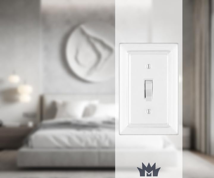 Monarch Abode 1-Gang Toggle Wall Plate, Architectural Metal Single Switch Wall Plate, Decorative Light Switch Cover Plate for Electrical Outlet, Classic White, Pack of 2 - Image 2