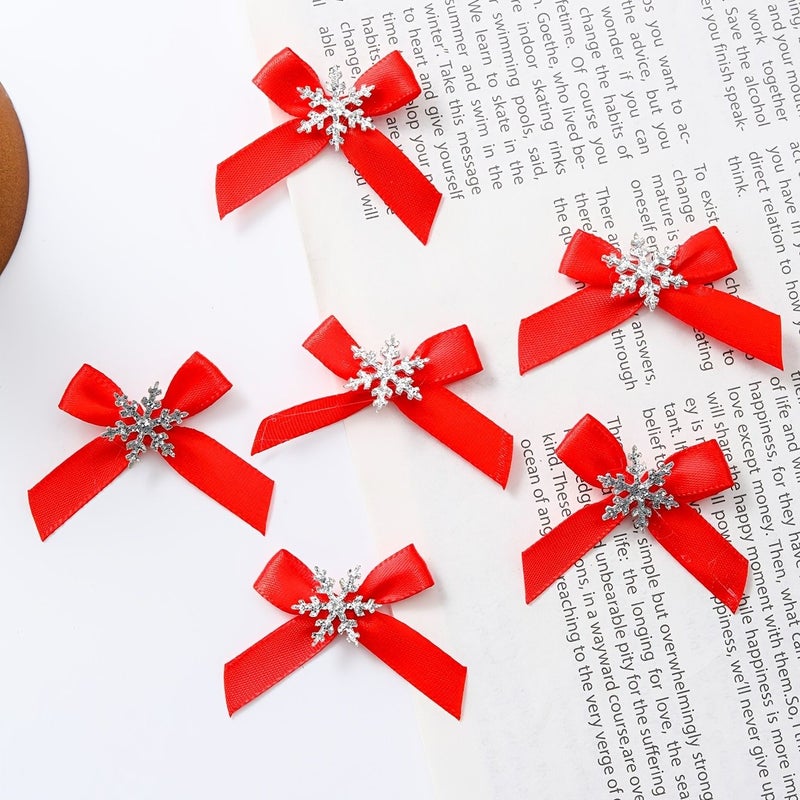 30Pcs Beige Color Handmade Knot Snowflake Bow Christmas Gift Packaging Decoration Hair Bag Pendant Accessories - Image 2