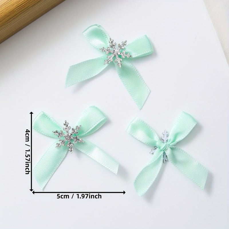 30Pcs Beige Color Handmade Knot Snowflake Bow Christmas Gift Packaging Decoration Hair Bag Pendant Accessories - Image 3