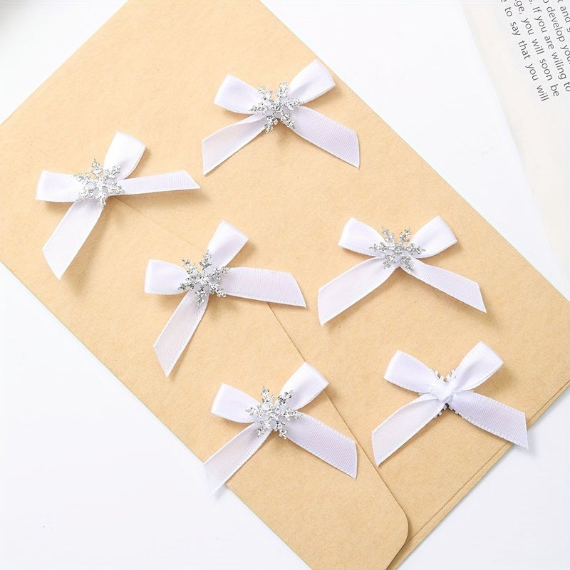 30Pcs Beige Color Handmade Knot Snowflake Bow Christmas Gift Packaging Decoration Hair Bag Pendant Accessories - Image 4