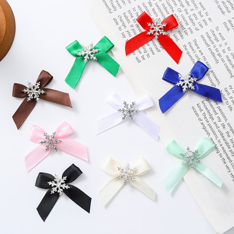 30Pcs Beige Color Handmade Knot Snowflake Bow Christmas Gift Packaging Decoration Hair Bag Pendant Accessories - Image 1
