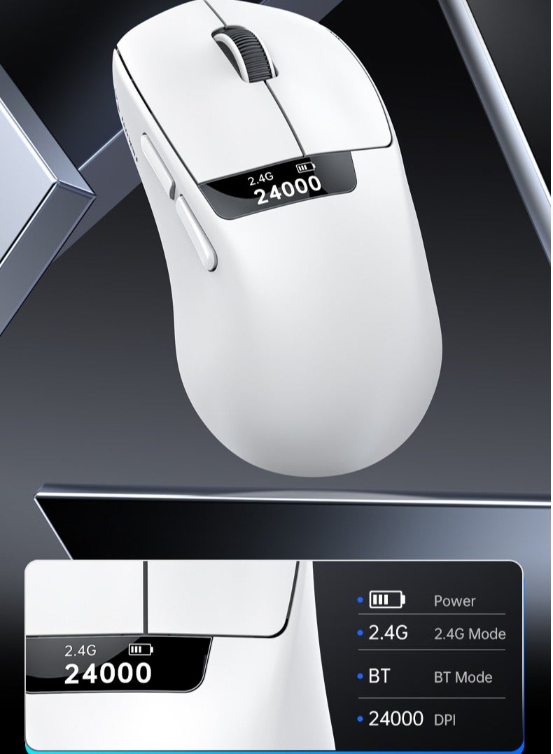 Free wolf Tri-Mode Ultra-Light Gaming Mouse, 24,000 DPI PAW3311, 59 g, RGB Magnetic Charging Dock, 1 kHz Polling, Right-Hand Ergonomics, HUANO 80M Switches (USB-C/2.4 GHz/Bluetooth) - Image 5