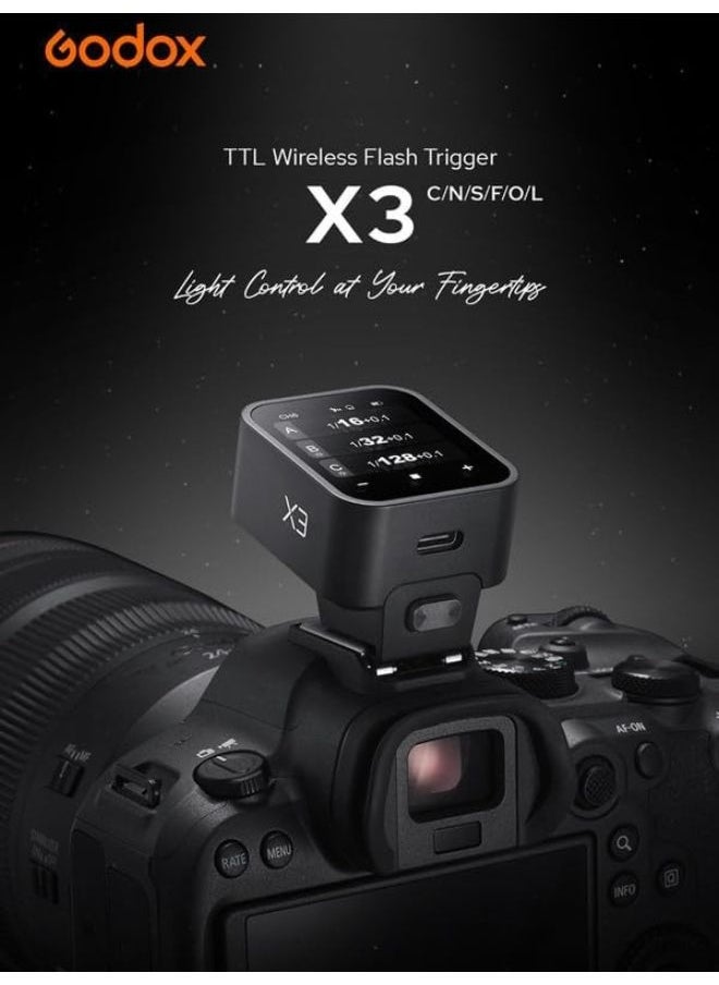 Godox Godox X3S Wireless TTL Flash Trigger for Sony Cameras – X3-S OLED Touchscreen, 1/8000s HSS, TCM, USB-C, Built-in Battery – X3 S Works with Godox V1, V100, Speedlight, Camera Flash Light, Godox Flash for Sony  - Image 2