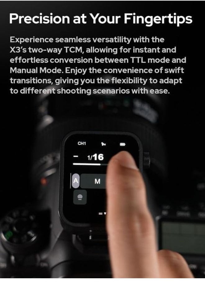 Godox Godox X3S Wireless TTL Flash Trigger for Sony Cameras – X3-S OLED Touchscreen, 1/8000s HSS, TCM, USB-C, Built-in Battery – X3 S Works with Godox V1, V100, Speedlight, Camera Flash Light, Godox Flash for Sony  - Image 4