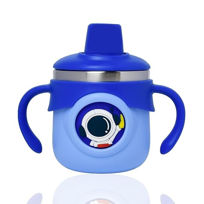TOYPENTER Stainless Steel Insulated Hot & Cold Sipper Bottle for Kids/Double Wall & Vacuuming/Sipper Cups with Straw/Travelling Water Bottle for Kids with Straw (Royal Blue, 260 ml) - Image 1
