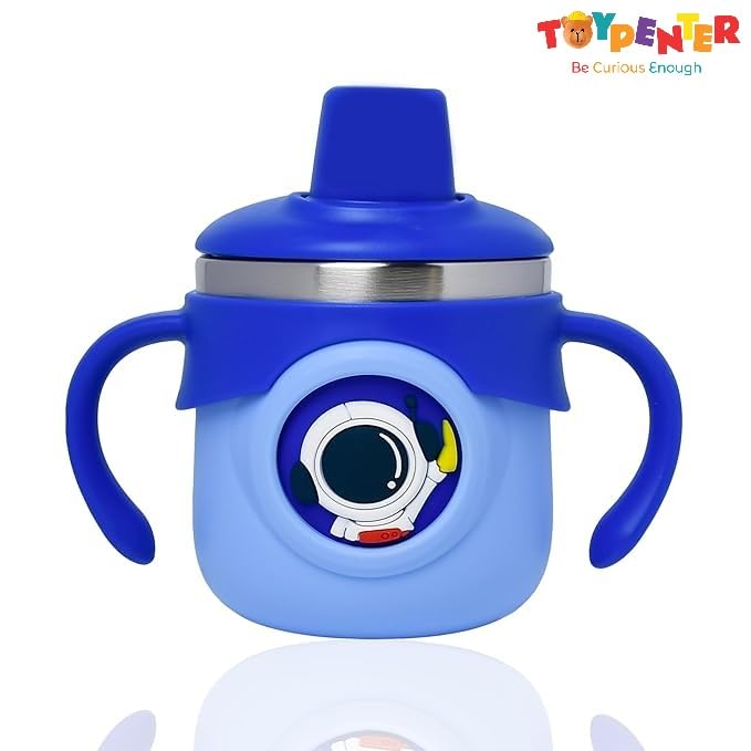 TOYPENTER Stainless Steel Insulated Hot & Cold Sipper Bottle for Kids/Double Wall & Vacuuming/Sipper Cups with Straw/Travelling Water Bottle for Kids with Straw (Royal Blue, 260 ml) - Image 2
