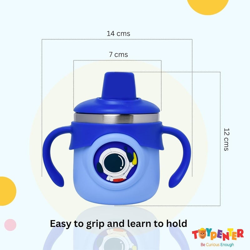 TOYPENTER Stainless Steel Insulated Hot & Cold Sipper Bottle for Kids/Double Wall & Vacuuming/Sipper Cups with Straw/Travelling Water Bottle for Kids with Straw (Royal Blue, 260 ml) - Image 3