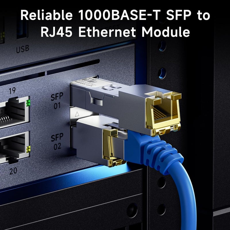 CableMatters وحدة الإرسال والاستقبال النحاسية 1000BASE-T Gigabit SFP إلى RJ45 لمعدات Cisco وUbiquiti وTP-Link وNetgear وMikroTik وSupermicro - Image 2