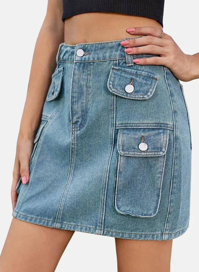 يونيكي Blue Denim Mini Skirts