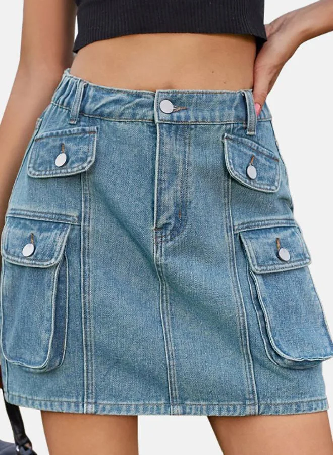 يونيكي Blue Denim Mini Skirts