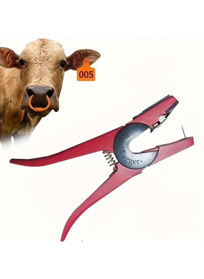 Red Animal Ear Tag Pliers for Goat Sheep Cattle Farm Equipment with Comfortable Handle - Image 2