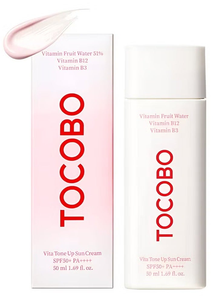 توكوبو كريم توكوبو فيتا تون أب الواقي من الشمس بعامل حماية من الشمس 50+ 50 مل | حماية موثوقة من الأشعة فوق البنفسجية، خال من القسوة، مضاد للحساسية - Image 1