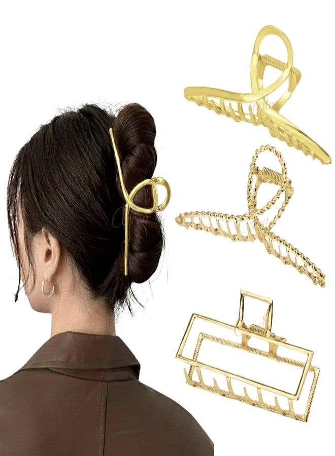 Cerrito 3 Pcs Metal Large Hair Claw Clips for Thick Heavy, Long & Curly Hair, Fashion Styling Accessories for Women Girls, Strong Hold Big Non-Slip Hair Catch Barrette Jaw Clamp for Long Hair - Image 1