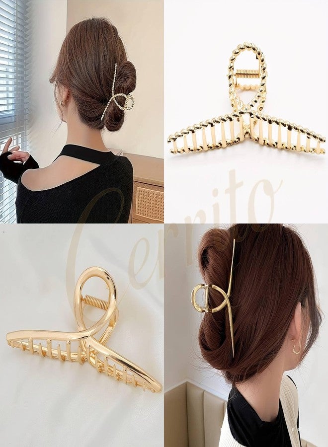 Cerrito 3 Pcs Metal Large Hair Claw Clips for Thick Heavy, Long & Curly Hair, Fashion Styling Accessories for Women Girls, Strong Hold Big Non-Slip Hair Catch Barrette Jaw Clamp for Long Hair - Image 5