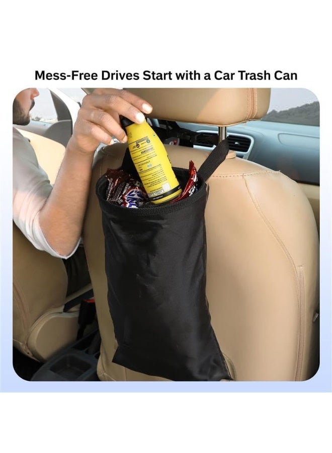 YelaJoy Car Trash Bag, Washable Back Seat Hanging Bag with Elastic Opening & Easy Mount, Waterproof Oxford Material, Garbage Can for Camping, Traveling & Outdoor Accessories (2 Pack,Black) - Image 3