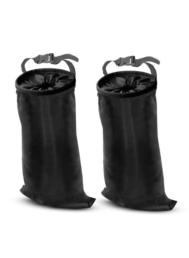 YelaJoy Car Trash Bag, Washable Back Seat Hanging Bag with Elastic Opening & Easy Mount, Waterproof Oxford Material, Garbage Can for Camping, Traveling & Outdoor Accessories (2 Pack,Black) - Image 1