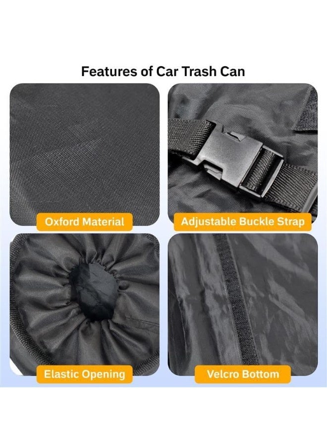 YelaJoy Car Trash Bag, Washable Back Seat Hanging Bag with Elastic Opening & Easy Mount, Waterproof Oxford Material, Garbage Can for Camping, Traveling & Outdoor Accessories (2 Pack,Black) - Image 5