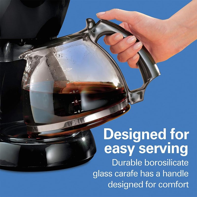 Hamilton Beach 12-Cup Drip Coffee Maker,Lighted On Button,Progrmable,Cone-Shaped Filter, Non-Stick Warmer Plate, Dishwasher Safe, Large Water Window, 900 W, 49316-ME,2 Year Limited Warranty - Image 4