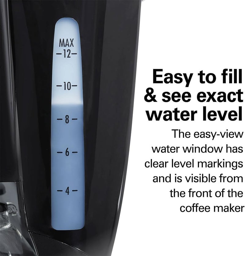 Hamilton Beach 12-Cup Drip Coffee Maker,Lighted On Button,Progrmable,Cone-Shaped Filter, Non-Stick Warmer Plate, Dishwasher Safe, Large Water Window, 900 W, 49316-ME,2 Year Limited Warranty - Image 5