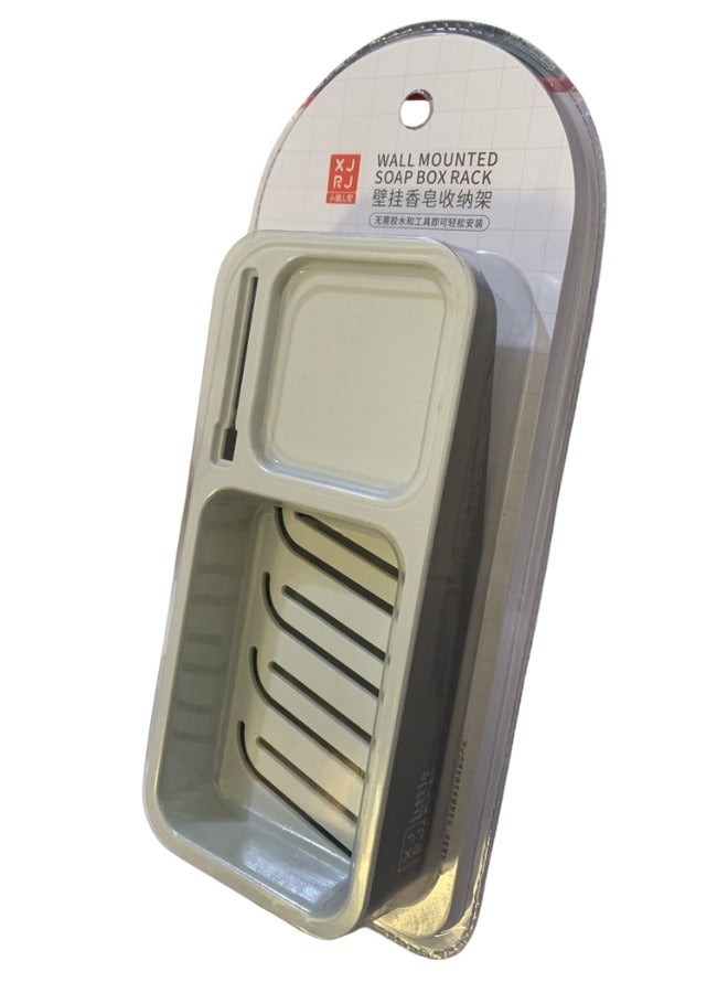 Multi-Purpose Wall-Mounted Soap and Toothpaste Holder, Modern Design with Drainage Holes for Space-Saving and Organization - Image 2