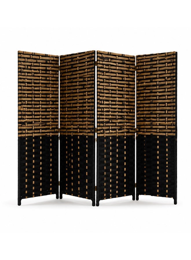 NKX 4 Panel Folding Room Divider – 180 cm Height, Handwoven Privacy Screen, Wooden Frame Partition Divider for Living Room, Bedroom & Office - Image 5