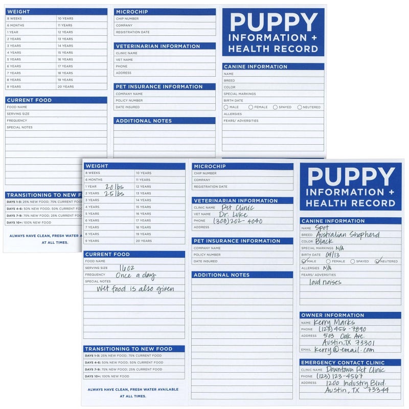 Okuna Outpost Shot Records for Puppies & Health Tracking Cards - 8.5 x 11 in, Tri-Fold, 120 GSM Paper, 60 Pack - Vaccination Record Book for Breeders & Owners - Image 5