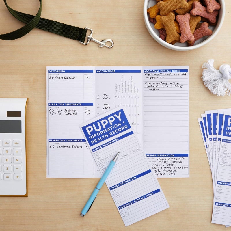 Okuna Outpost Shot Records for Puppies & Health Tracking Cards - 8.5 x 11 in, Tri-Fold, 120 GSM Paper, 60 Pack - Vaccination Record Book for Breeders & Owners - Image 2
