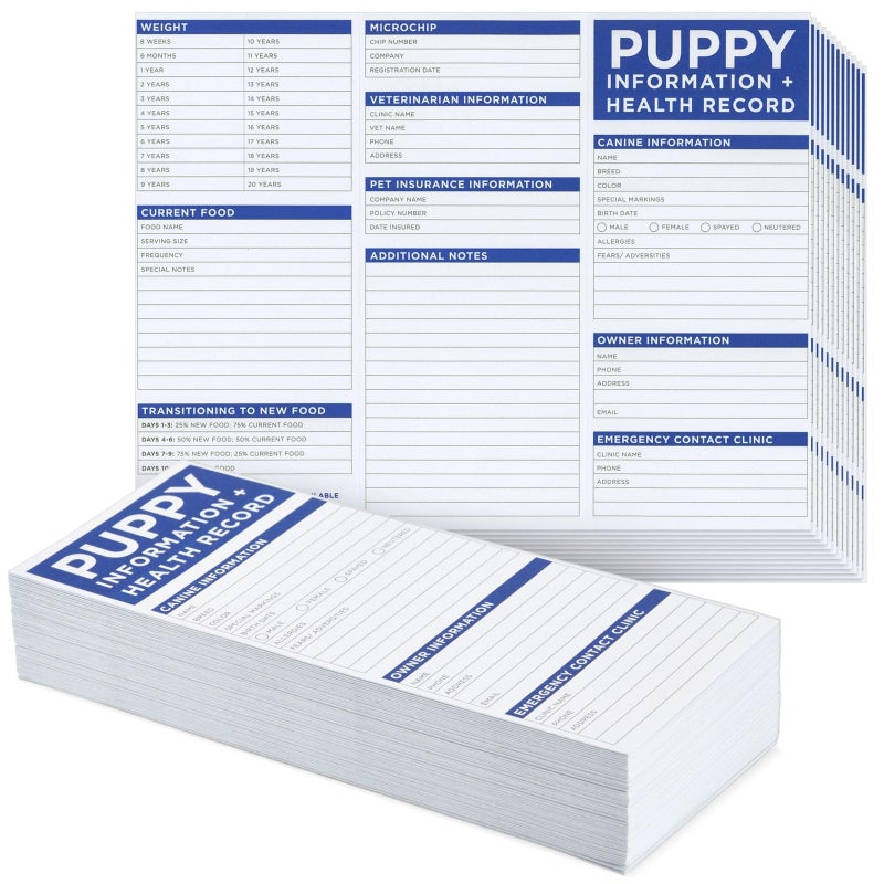 Okuna Outpost Shot Records for Puppies & Health Tracking Cards - 8.5 x 11 in, Tri-Fold, 120 GSM Paper, 60 Pack - Vaccination Record Book for Breeders & Owners - Image 1