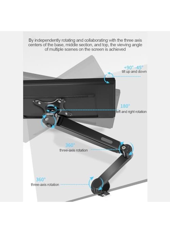 Fh Single Monitor Mount Stand Articulating Gas Spring Monitor Arm Monitor Desk Mount With Clamp And Grommet Base Fits 17 To 30 Inch Lcd Computer Monitors - Image 4
