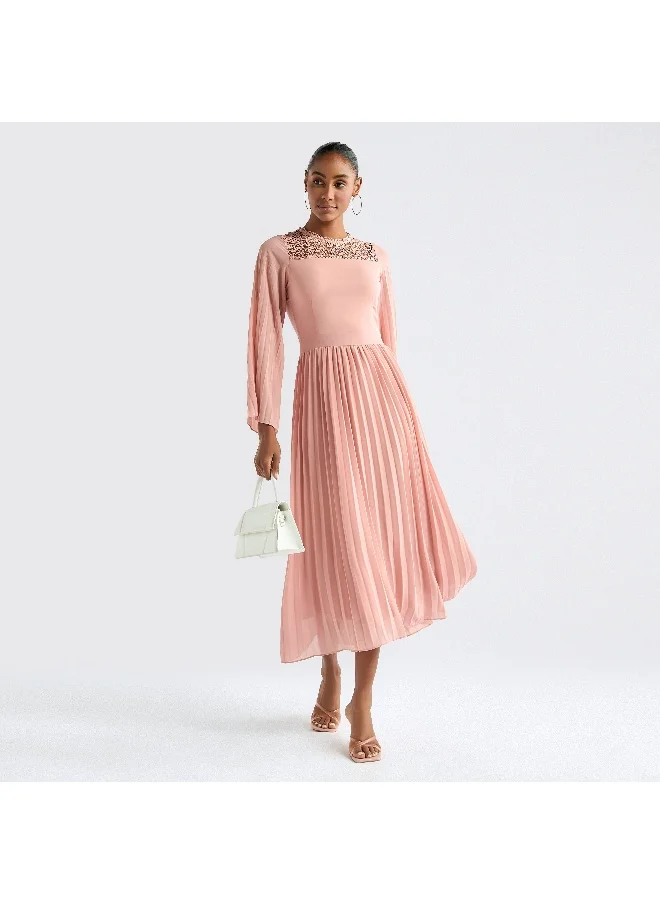 Splash FAV Lace Detail Dress with Flared Sleeves
