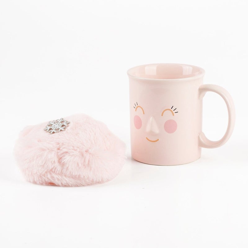 Midi Ceramic cup with cute face and snowflake brooch - Image 2