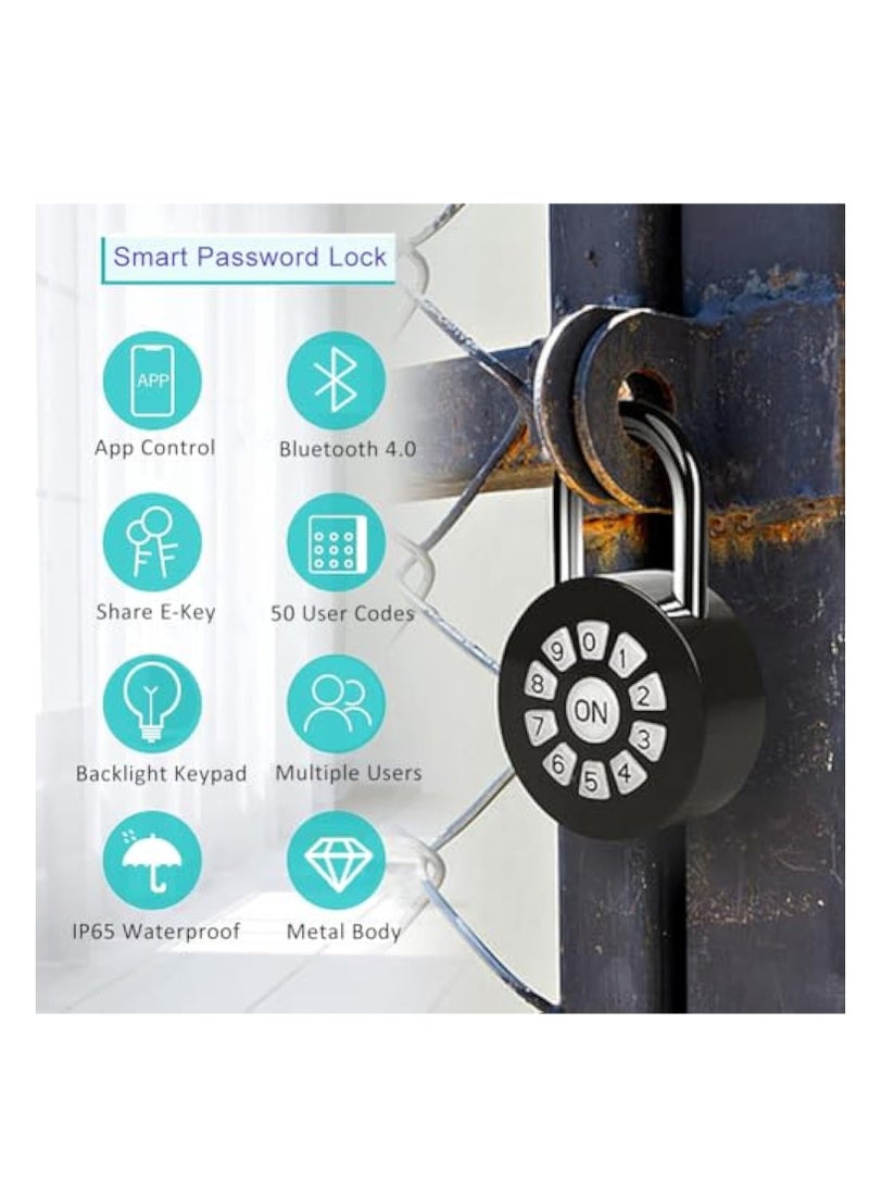 SOLARAE Smart Password Padlock, Combination Lock Waterproof, Password/Phone APP Control(iOS/Android) Padlock, Access Lock via Bluetooth & Pin Code, Lock Your Gate, Locker, and Storage - Image 5