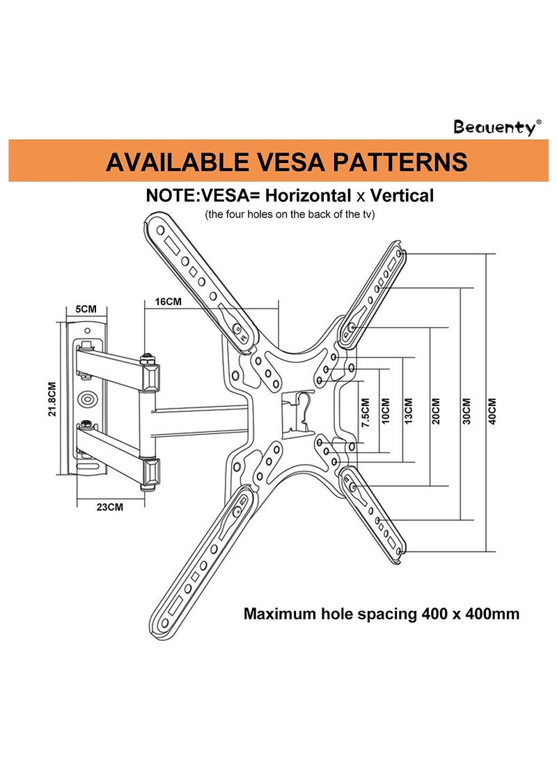 ELTRAZONE 14-60 inches LED LCD OLED Plasma Flat Screen Monitor TV Wall Mount Bracket, Monitor Wall Bracket, with Swivel and Articulating Tilt Arm Bracket - Image 2