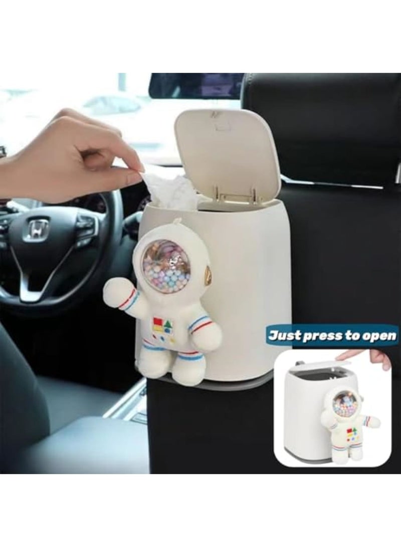 SYOSI Car Can Garbage Bin, Cute Cartoon Style Hanging Car Trash Can with Flip Lid, Detachable Leak-proof ABS Material, Spaceman Duck Smile Cloud Design (Duck) - Image 2
