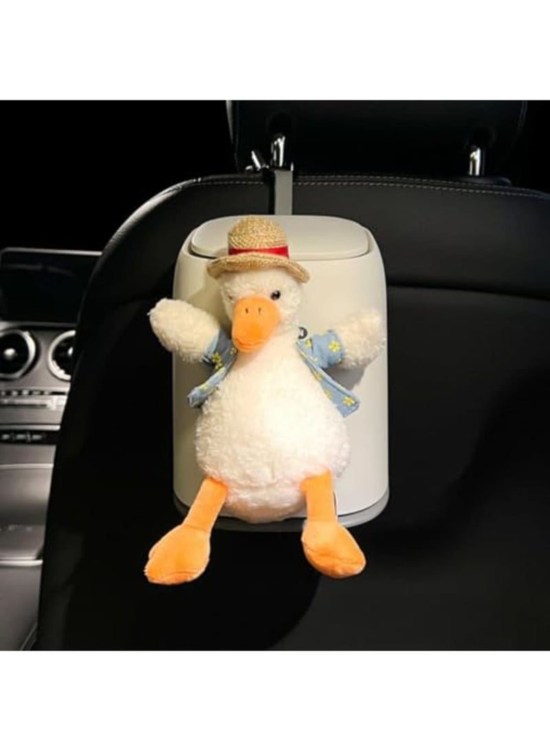 SYOSI Car Can Garbage Bin, Cute Cartoon Style Hanging Car Trash Can with Flip Lid, Detachable Leak-proof ABS Material, Spaceman Duck Smile Cloud Design (Duck) - Image 1